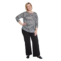 Iyla Women's Plus 3/4 Sleeve Burnout Tee, Sizes 1X-4X