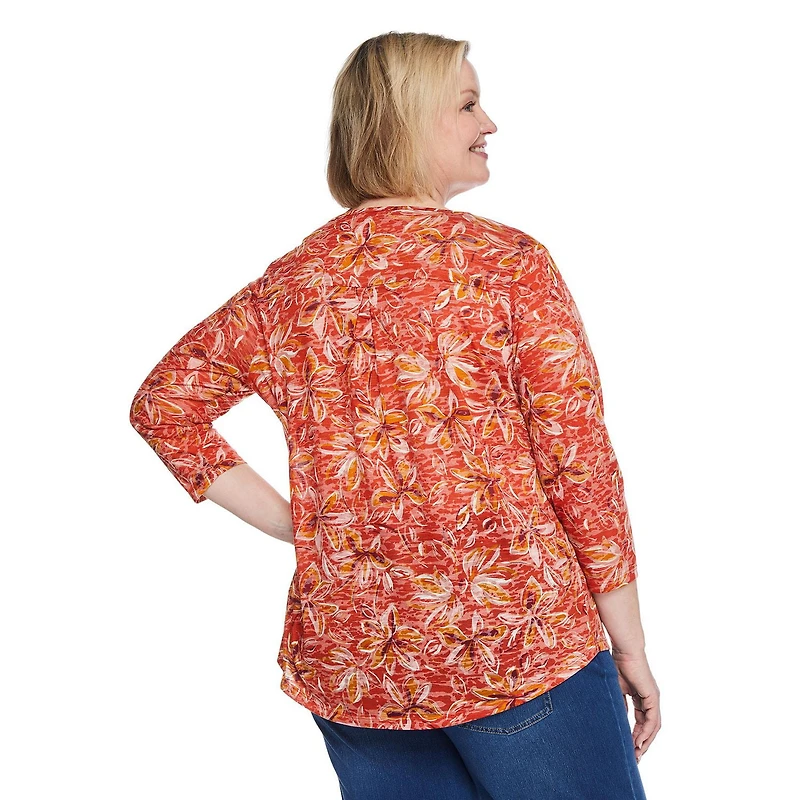 T-shirt à manches 3/4 à motif usé Iyla Plus pour femmes