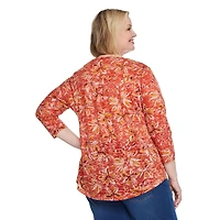 T-shirt à manches 3/4 à motif usé Iyla Plus pour femmes