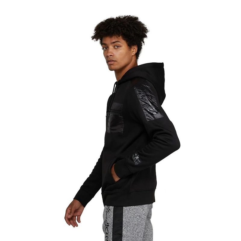 Mark Ecko Men’s Logo Zip-Up Hoodie with Shoulder Overlay