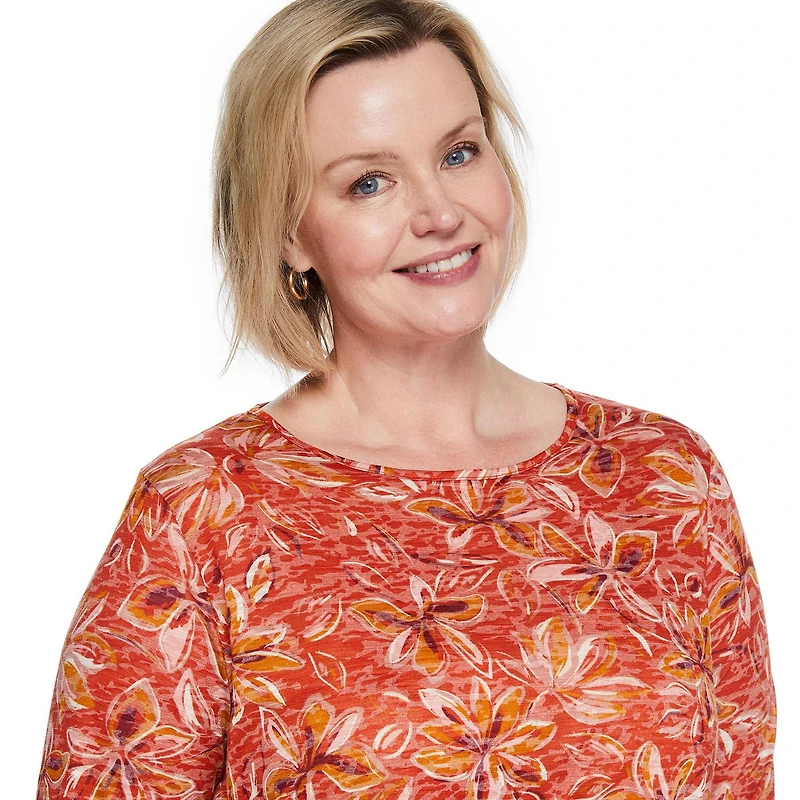 Iyla Women's Plus 3/4 Sleeve Burnout Tee