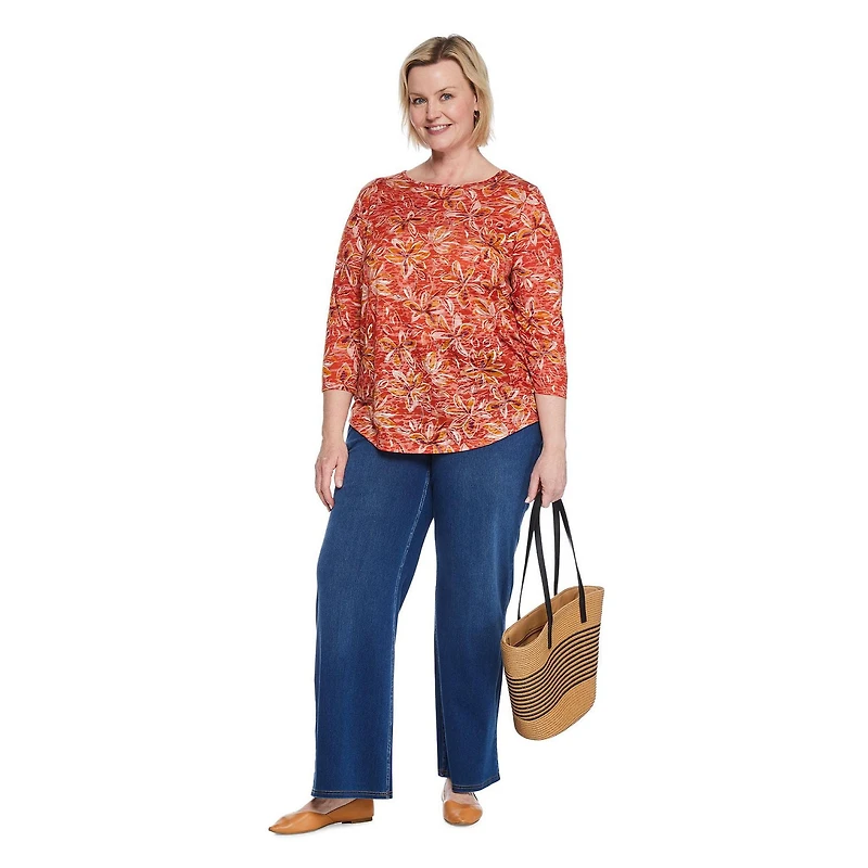 T-shirt à manches 3/4 à motif usé Iyla Plus pour femmes