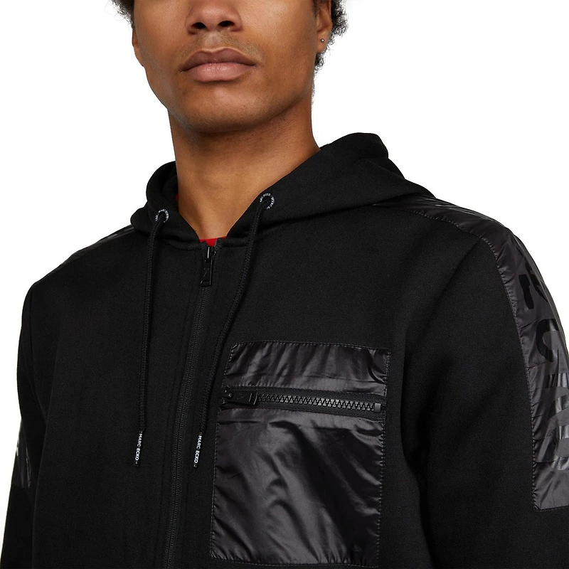 Mark Ecko Men’s Logo Zip-Up Hoodie with Shoulder Overlay