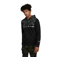 Sweat à capuche zippé avec logo Mark Ecko pour hommes avec superposition sur la poitrine et la capuche