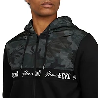 Sweat à capuche zippé avec logo Mark Ecko pour hommes avec superposition sur la poitrine et la capuche