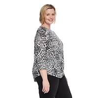 T-shirt à manches 3/4 motif usé Iyla Plus pour femmes Tailles 1X-4X