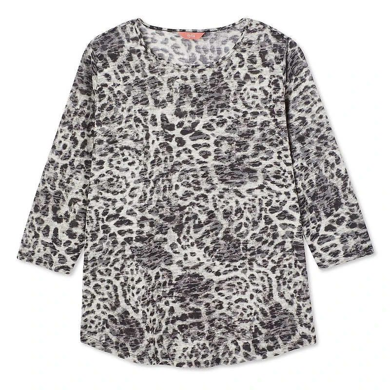 Iyla Women's Plus 3/4 Sleeve Burnout Tee