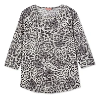 Iyla Women's Plus 3/4 Sleeve Burnout Tee