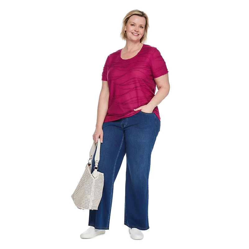 T-shirt avec motif ondulé Iyla Plus pour femmes Tailles 1X-4X