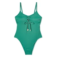 No Boundaries Women's Lace-Up Swimsuit 1-Piece