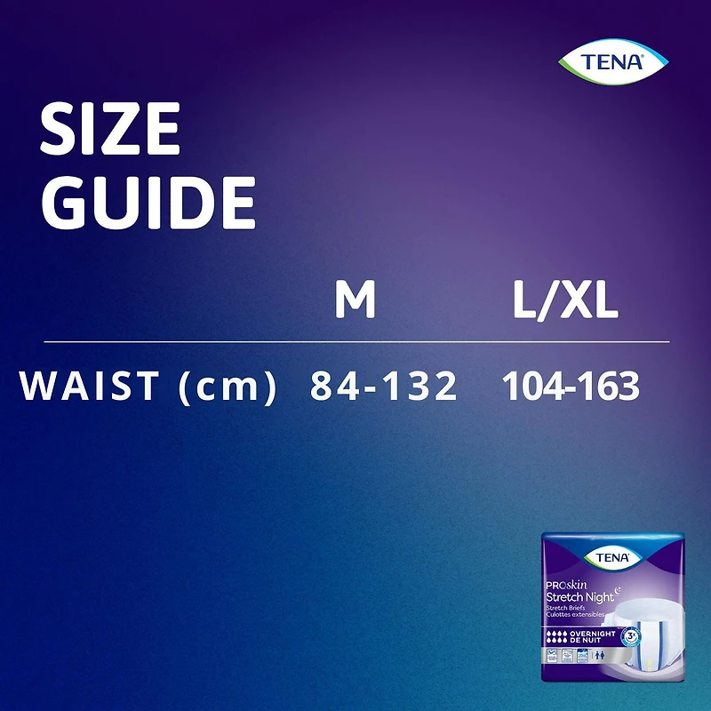 Culottes de nuit ajustables extensibles TENA PROskin Moyen 12ct. Protéger contre les fuites.