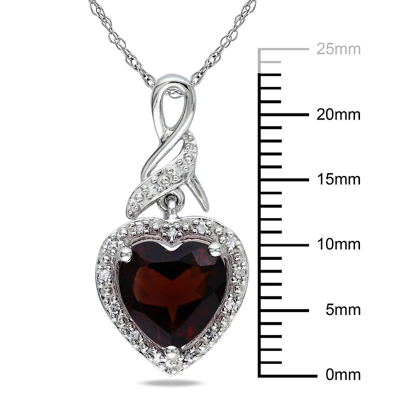 Pendentif de forme cœur et infini Tangelo avec grenat 2 CT PBT et accents de diamants en argent sterling de 18 po