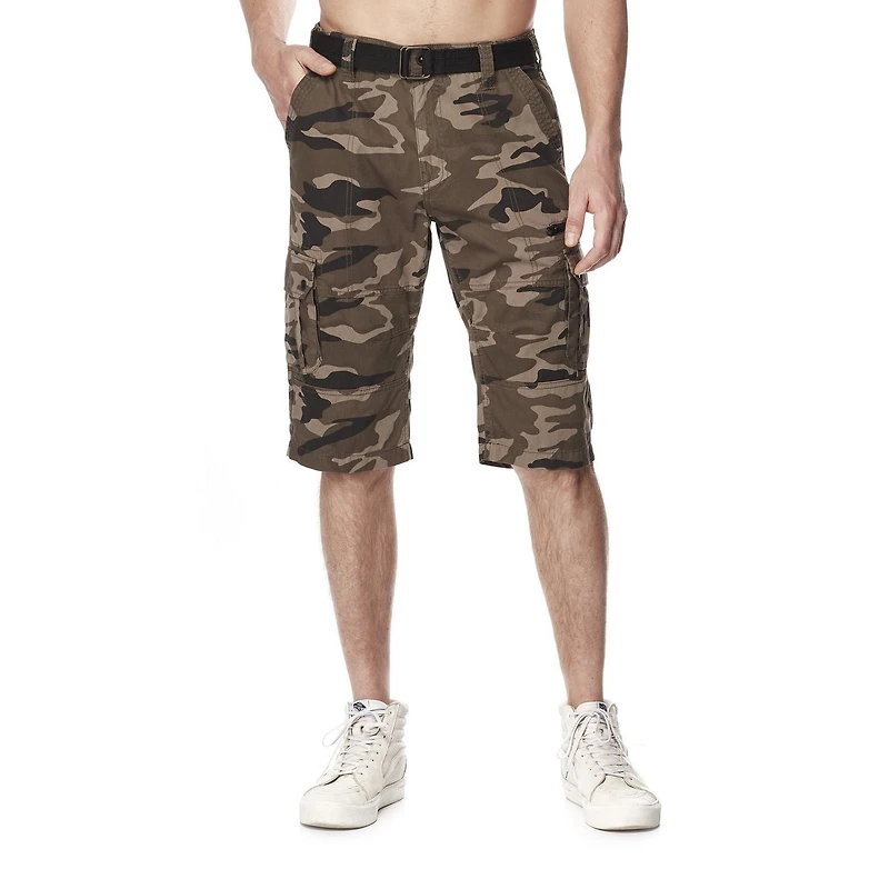 Dark Black Capri cargo avec ceinture pour hommes