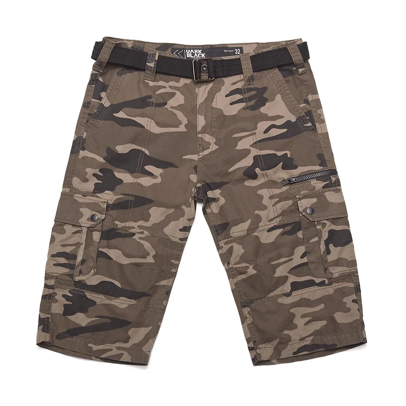 Dark Black Capri cargo avec ceinture pour hommes