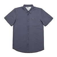 Dark Black Men's Short-Sleeve Patterned Button-Down Shirt