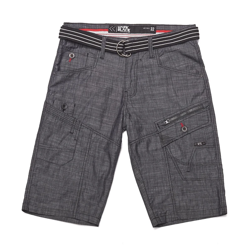Dark Black Capri cargo avec ceinture pour hommes