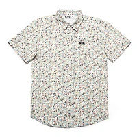 Dark Black Men's Short-Sleeve Patterned Button-Down Shirt