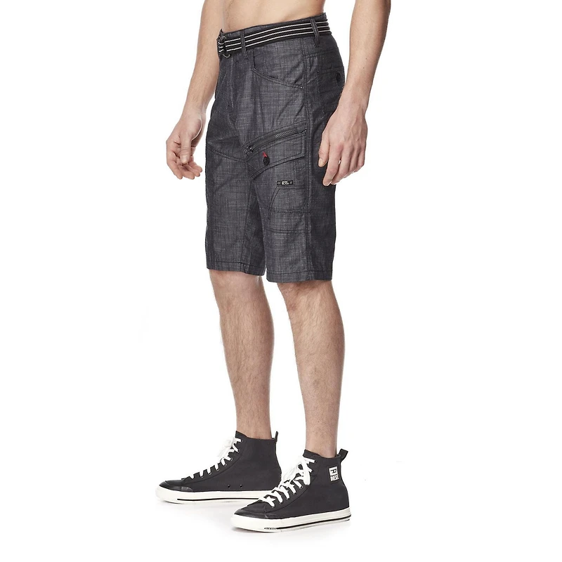 Dark Black Capri cargo avec ceinture pour hommes