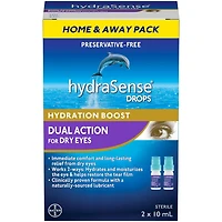 Gouttes oculaires hydraSense Double action, pour yeux secs, sans agent de conservation, préparation à double action éprouvée en clinique, lubrifiant de source naturelle, contient des phospholipides