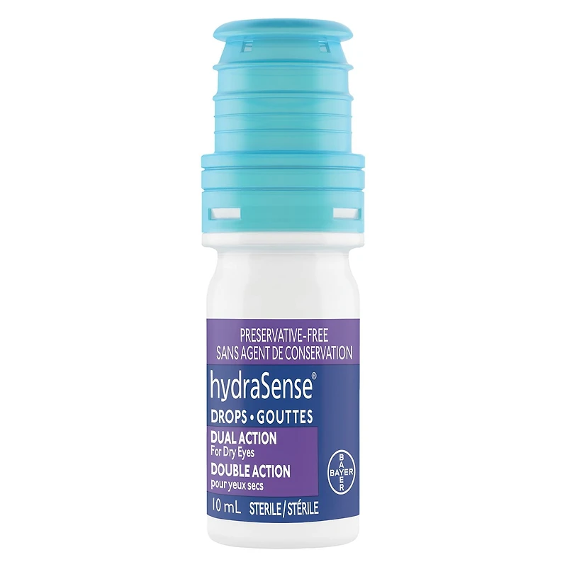hydraSense Dual Action Eye Drops, for Dry Eyes, Preservative Free, Clinically Proven Dual Action Formula, Naturally Sourced Lubricant