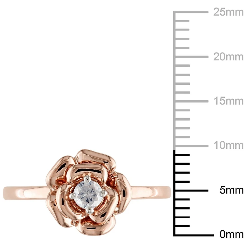 Bague de forme fleur Miabella avec diamants 0,14 CT poids total en or rosé 10K