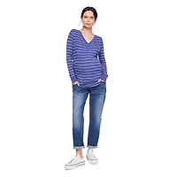 Paisley Sky Maternity Long Sleeve Snap Henley Top