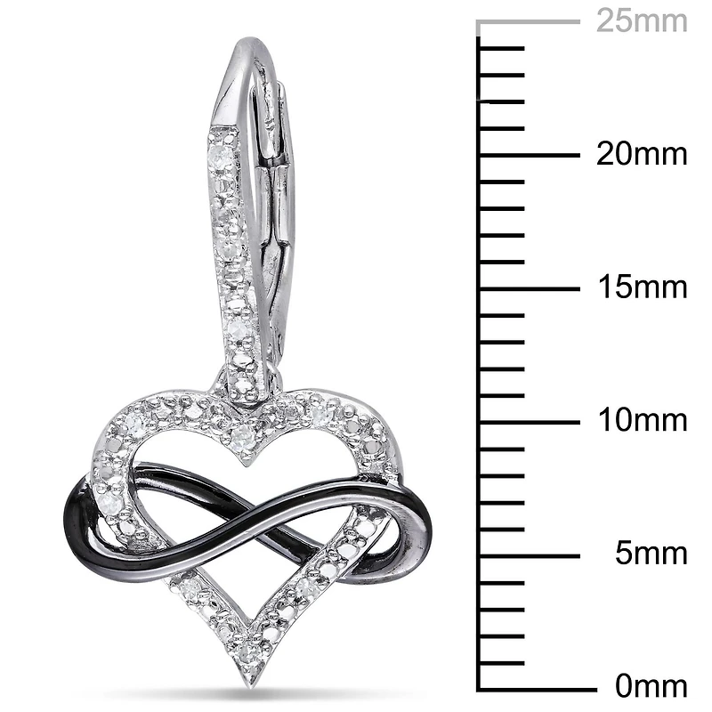 Boucles d'oreille de forme cœur et infini Miabella avec diamants 0,10 CT poids total en argent double ton