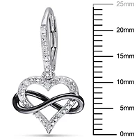 Boucles d'oreille de forme cœur et infini Miabella avec diamants 0,10 CT poids total en argent double ton