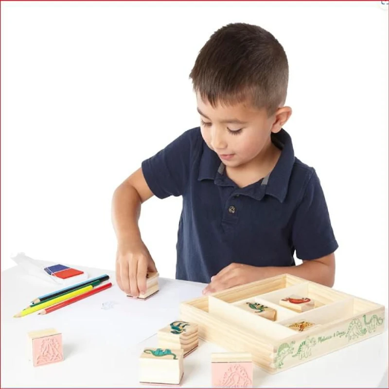 Melissa & Doug Ensemble de timbres en bois - Dinosaures