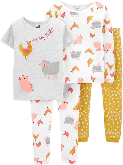 Pyjama 4 pièces pour Bébé Coton Fille Child of Mine made by Carter’s – poulette