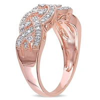 Miabella 0.13 Carat T.W. Diamond Rose Rhodium-Plated Sterling Silver Braided Ring
