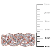 Miabella 0.13 Carat T.W. Diamond Rose Rhodium-Plated Sterling Silver Braided Ring