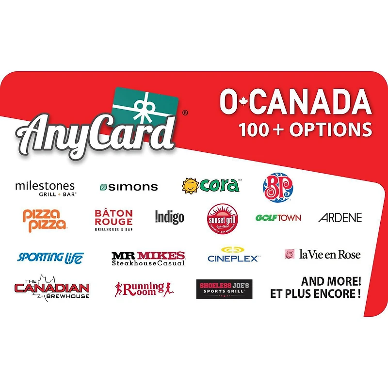 AnyCard Canada $25 eCarte-Cadaeu (Livraison par e-mail)