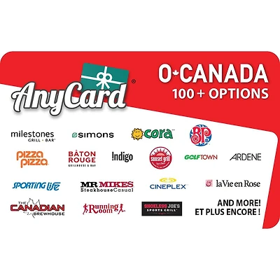 AnyCard Canada $25 eCarte-Cadaeu (Livraison par e-mail)