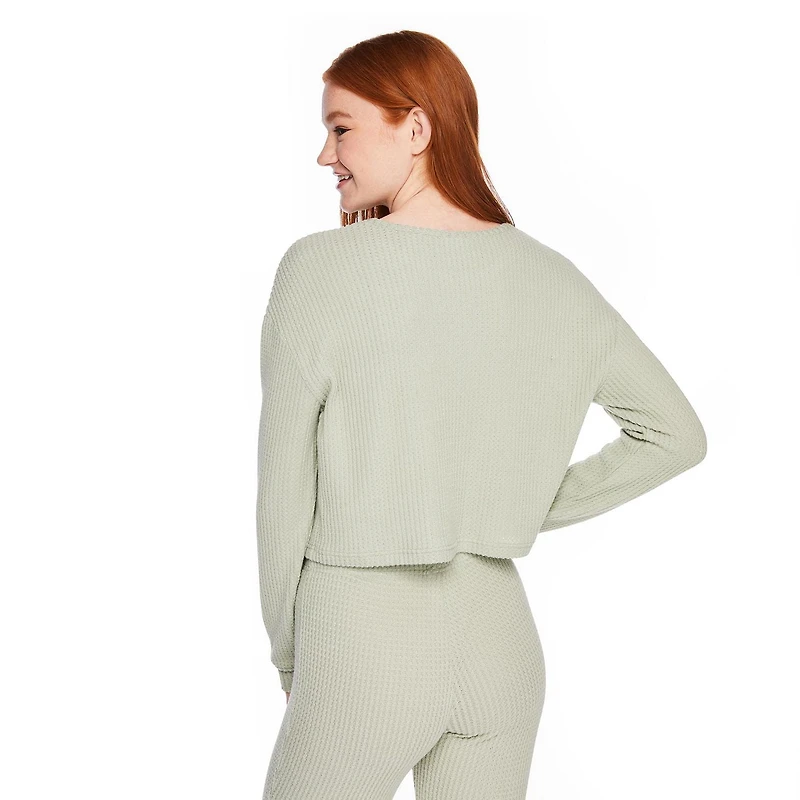 T-shirt en tricot gaufré No Boundaries pour femmes