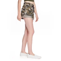 Short imprimé et effrangé à ceinture montée élastique No Boundaries pour femmes