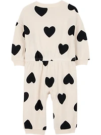 Carter's Child of Mine Baby Girls' 2-Piece - Black and White Heart, Sizes: Preemie 24 Months
