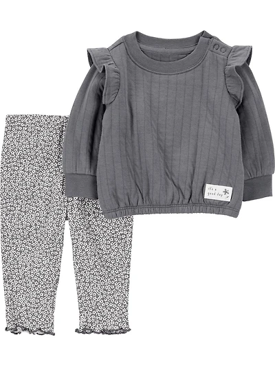 Carter's Child of Mine Baby Girls' 2-Piece Set - Black Micro Floral, Sizes: Preemie 24 Months