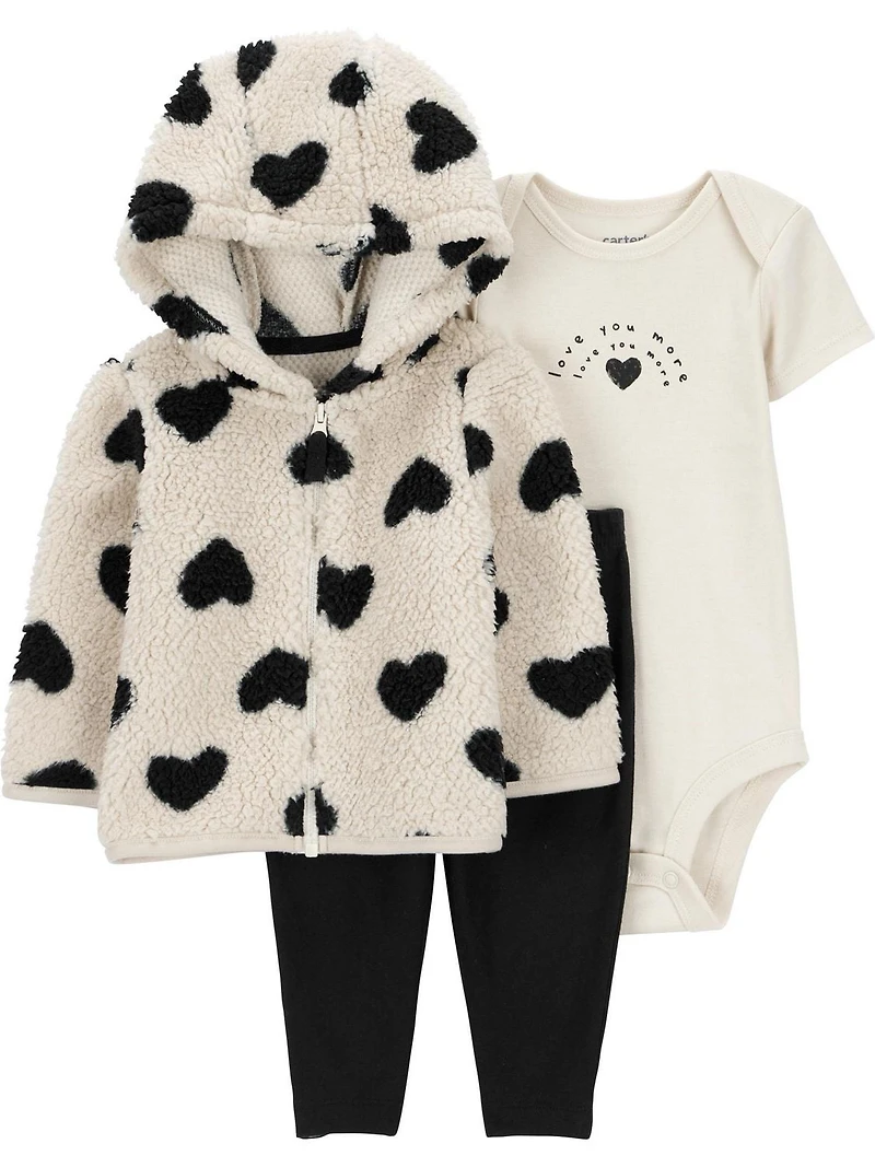 Carter's Child of Mine Baby Girls' Cardigan Set - Black and White Heart, Sizes: Preemie 24 Months