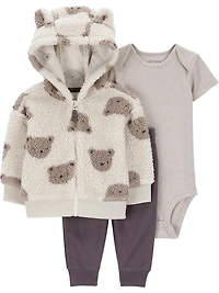 Ensemble cardigan pour bébé fille Carter's Child of Mine - Ours brun Tailles : Prématuré 24 mois