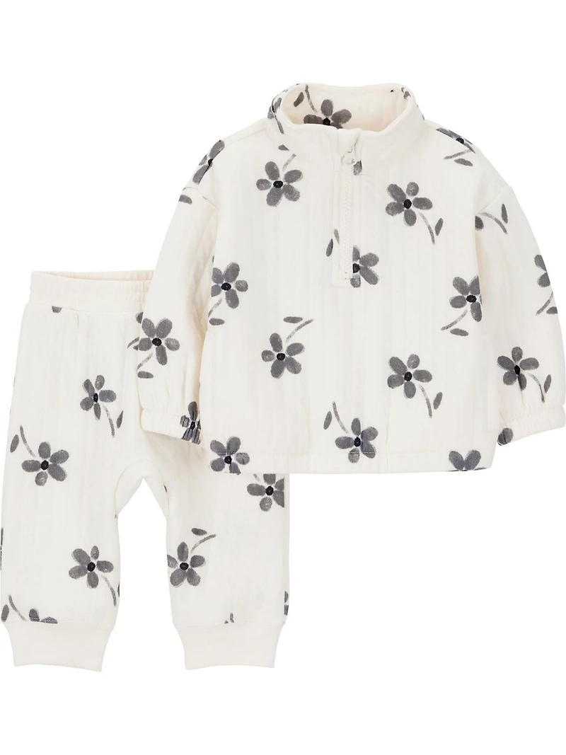 Ensemble 2 pièces pour bébé fille Carter's Child of Mine - Motif floral noir et blanc Tailles ; prématuré - 24 mois