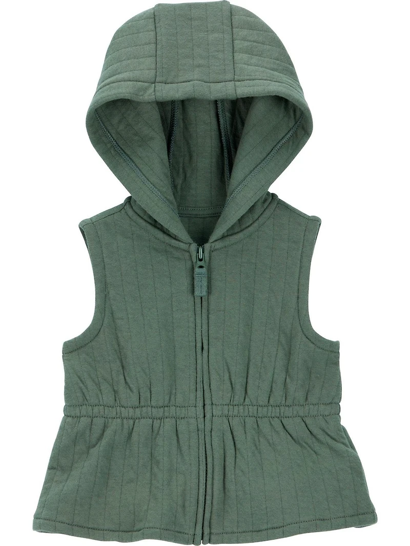 Carter's Child of Mine Baby Girls' Vest Set - Olive and Purple Floral, Sizes: Preemie 24 Months