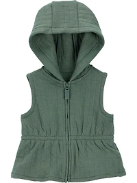 Carter's Child of Mine Baby Girls' Vest Set - Olive and Purple Floral, Sizes: Preemie 24 Months