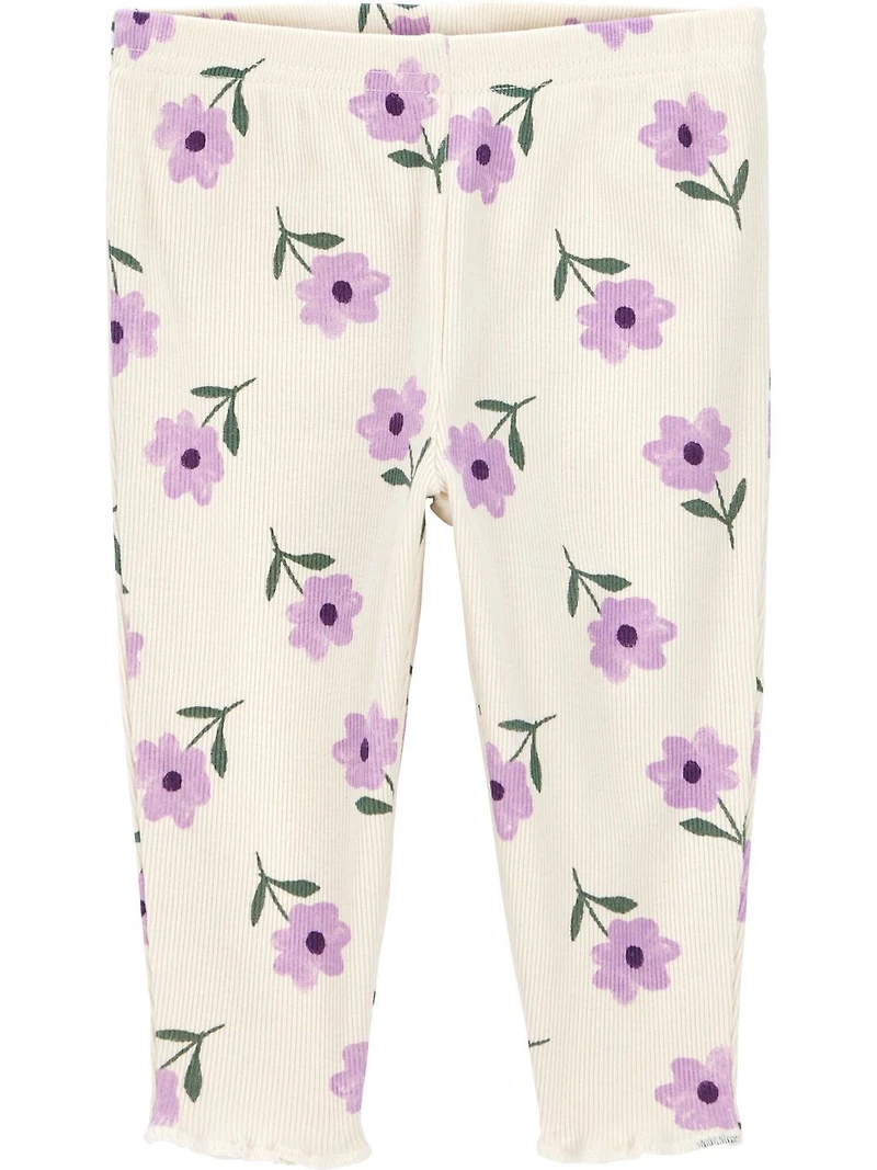 Carter's Child of Mine Baby Girls' Vest Set - Olive and Purple Floral, Sizes: Preemie 24 Months