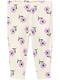 Carter's Child of Mine Baby Girls' Vest Set - Olive and Purple Floral, Sizes: Preemie 24 Months