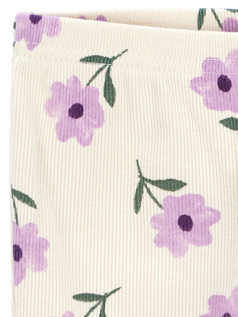 Carter's Child of Mine Baby Girls' Vest Set - Olive and Purple Floral, Sizes: Preemie 24 Months