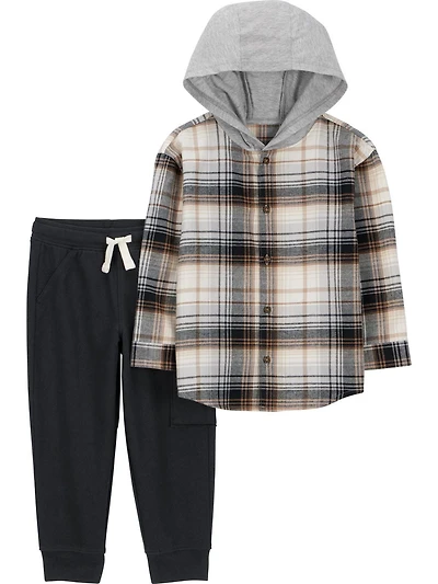 Ensemble 2 pièces pour tout-petit garçon Carter's Child of Mine - Plaid noir Tailles : 2T-5T