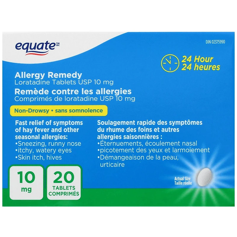 Comprimés de loratadine, 10 mg Paquet de 20
