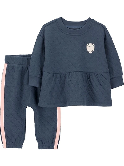 Carter's Child of Mine Ensemble 2 pièces pour bébé fille - Bleu marine matelassé Tailles Prématuré 24 mois