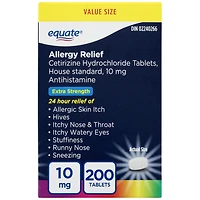 Soulagement des allergies, Comprimés de cétirizine, 10 mg, Extra fort Equate